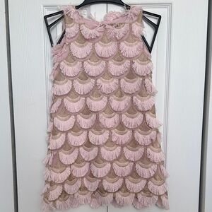 Elegant Scallop Kids Dress in Pink and Gold - Like New